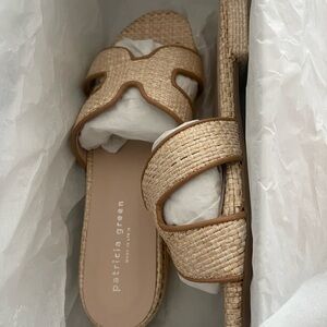 Patricia Green Natural Raffia Flat Sandals